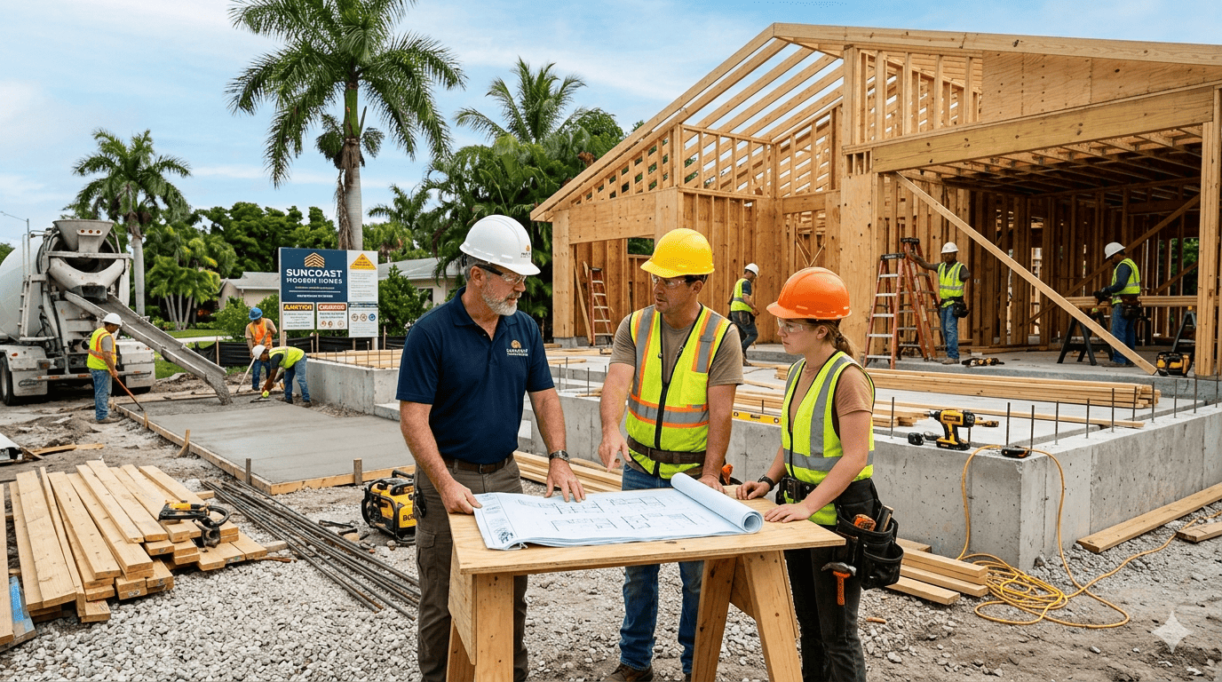 Construction services team working